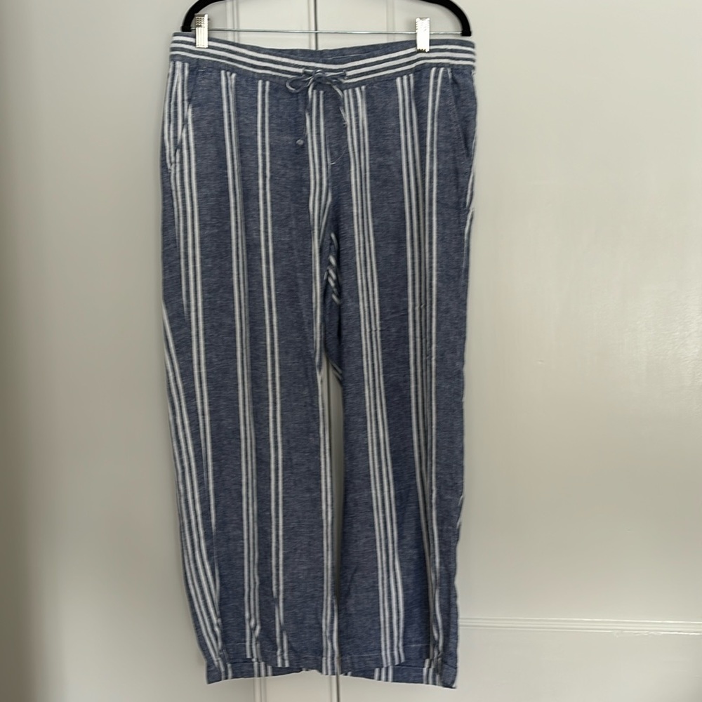 Old Navy, Linen Like Blue Striped Pant Size L